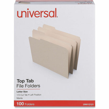 Universal 1/3 Tab Cut Letter Recycled Top Tab File Folder - 8 1/2" x 11" - 3/4" Expansion - Left Tab Position - 11 pt. -