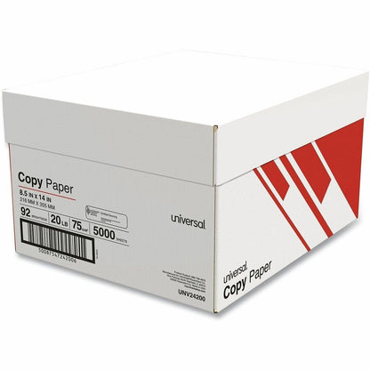 Universal Copy Paper - 92 Brightness - Legal - 8 1/2" x 14" - 20 lb Basis Weight - 75 g/m² Grammage - Smooth - White - 5
