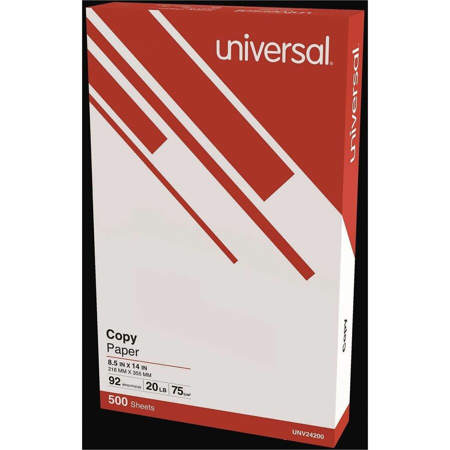 Universal Copy Paper - 92 Brightness - Legal - 8 1/2" x 14" - 20 lb Basis Weight - 75 g/m² Grammage - Smooth - White - 5