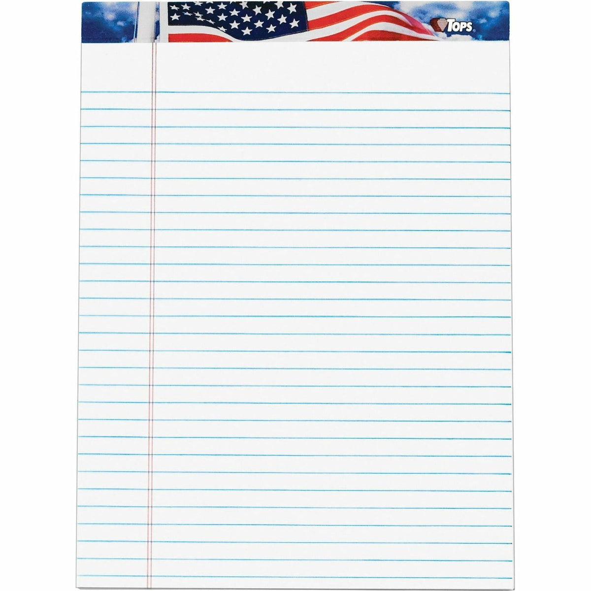 TOPS American Pride Writing Tablets - 50 Sheets - Strip - 0.34" Ruled - 16 lb Basis Weight - 8 1/2" x 11 3/4" Sheet Size