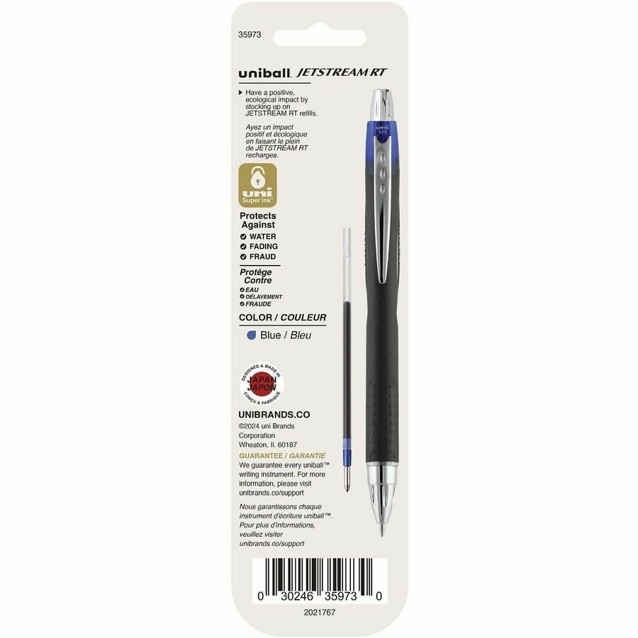 uniball™ Jetstream RT Ballpoint Pen Refills - 1 mm , Medium Point - Blue Ink - 2 / Pack