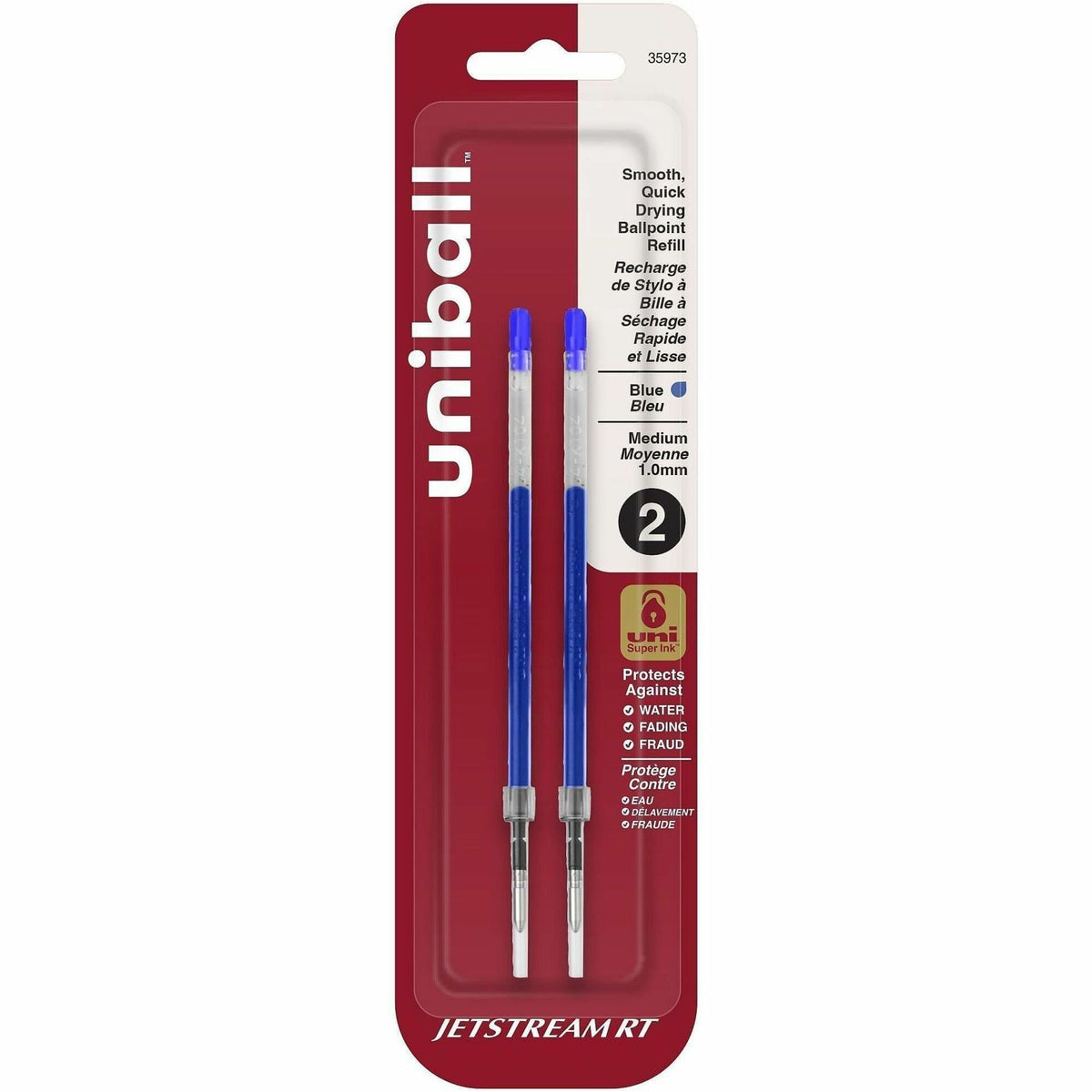 uniball™ Jetstream RT Ballpoint Pen Refills - 1 mm , Medium Point - Blue Ink - 2 / Pack