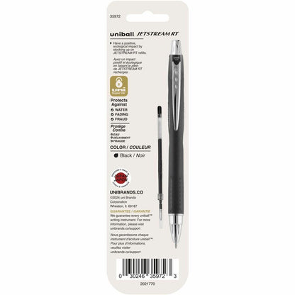 uniball™ Jetstream RT Ballpoint Pen Refills - 1 mm , Medium Point - Black Ink - 2 / Pack