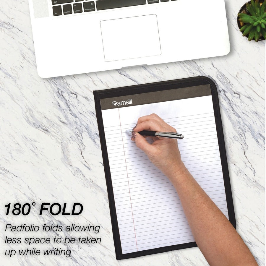 Samsill Professional Letter Pad Folio - 8 1/2" x 11" - 2 Internal Pocket - Vinyl, Polyvinyl Chloride (PVC) - Black - 1 E