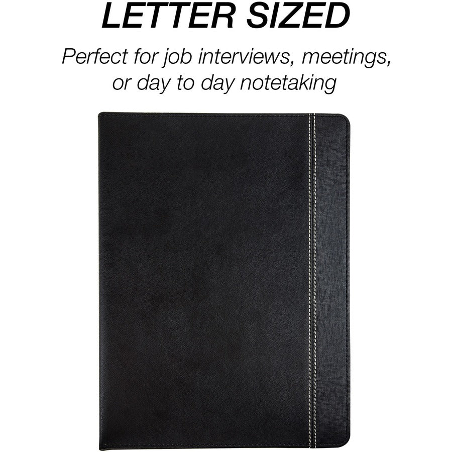 Samsill Professional Letter Pad Folio - 8 1/2" x 11" - 2 Internal Pocket - Vinyl, Polyvinyl Chloride (PVC) - Black - 1 E