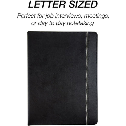 Samsill Professional Letter Pad Folio - 8 1/2" x 11" - 2 Internal Pocket - Vinyl, Polyvinyl Chloride (PVC) - Black - 1 E