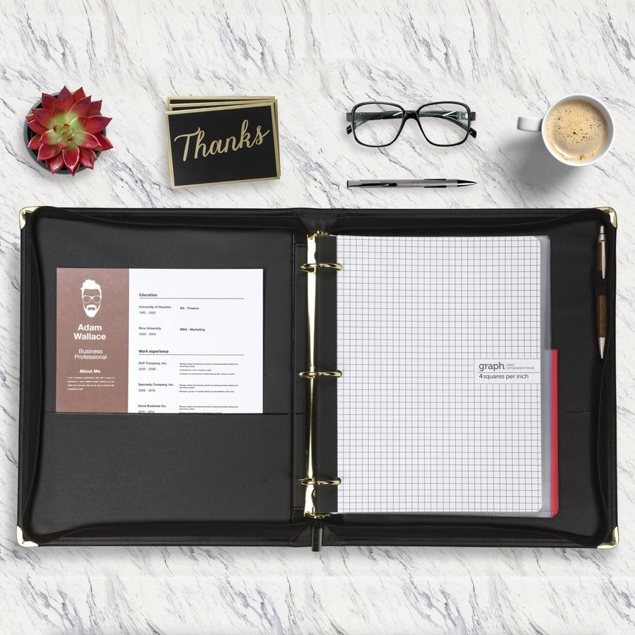 Samsill Samsill Classic 1.5 Inch Professional Binder with Zipper Closure - Black - 1" Binder Capacity - Letter - 8 1/2" 