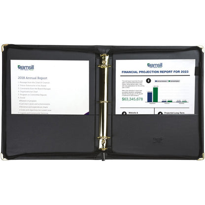 Samsill Samsill Classic 1.5 Inch Professional Binder with Zipper Closure - Black - 1" Binder Capacity - Letter - 8 1/2" 