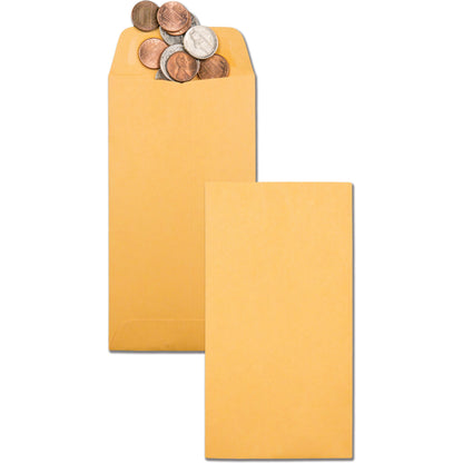 Quality Park No. 7 Coin and Small Parts Envelopes with Gummed Flap - Coin - #7 - 3 1/2" Width x 6 1/2" Length - 28 lb - 