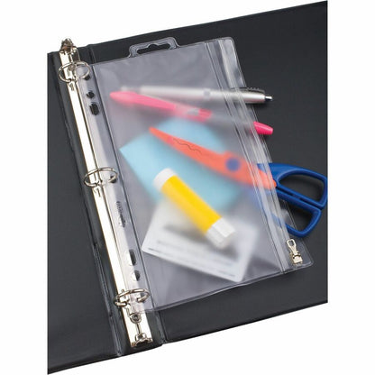 Oxford Zipper Binder Pockets - For 10 1/2" x 8" Sheet - Ring Binder - Rectangular - Clear, White - Poly - 1 Each