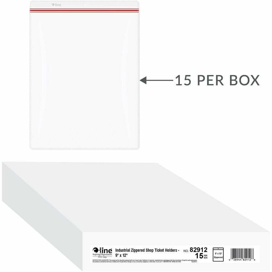 C-Line 82912 Vinyl File Pocket - 9" x 12" - Vinyl - Clear - Ticket Holder, Moisture Resistant, Dirt Resistant, Zipper Cl