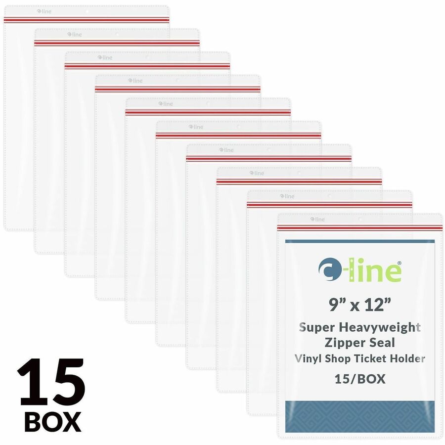 C-Line 82912 Vinyl File Pocket - 9" x 12" - Vinyl - Clear - Ticket Holder, Moisture Resistant, Dirt Resistant, Zipper Cl