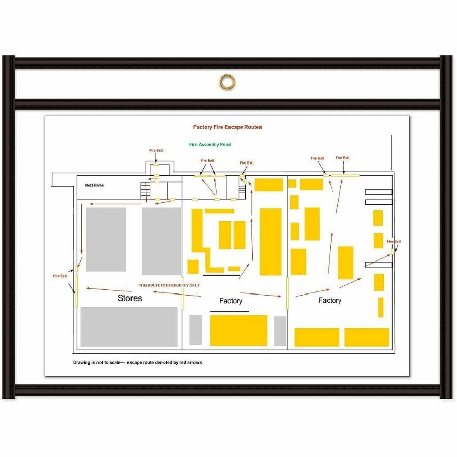 C-Line Side Load Stitched Shop Ticket Holders - Support 9" x 12" Media - Vinyl - Black, Clear - Sturdy, Reinforced, Heav