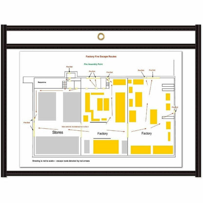 C-Line Side Load Stitched Shop Ticket Holders - Support 9" x 12" Media - Vinyl - Black, Clear - Sturdy, Reinforced, Heav