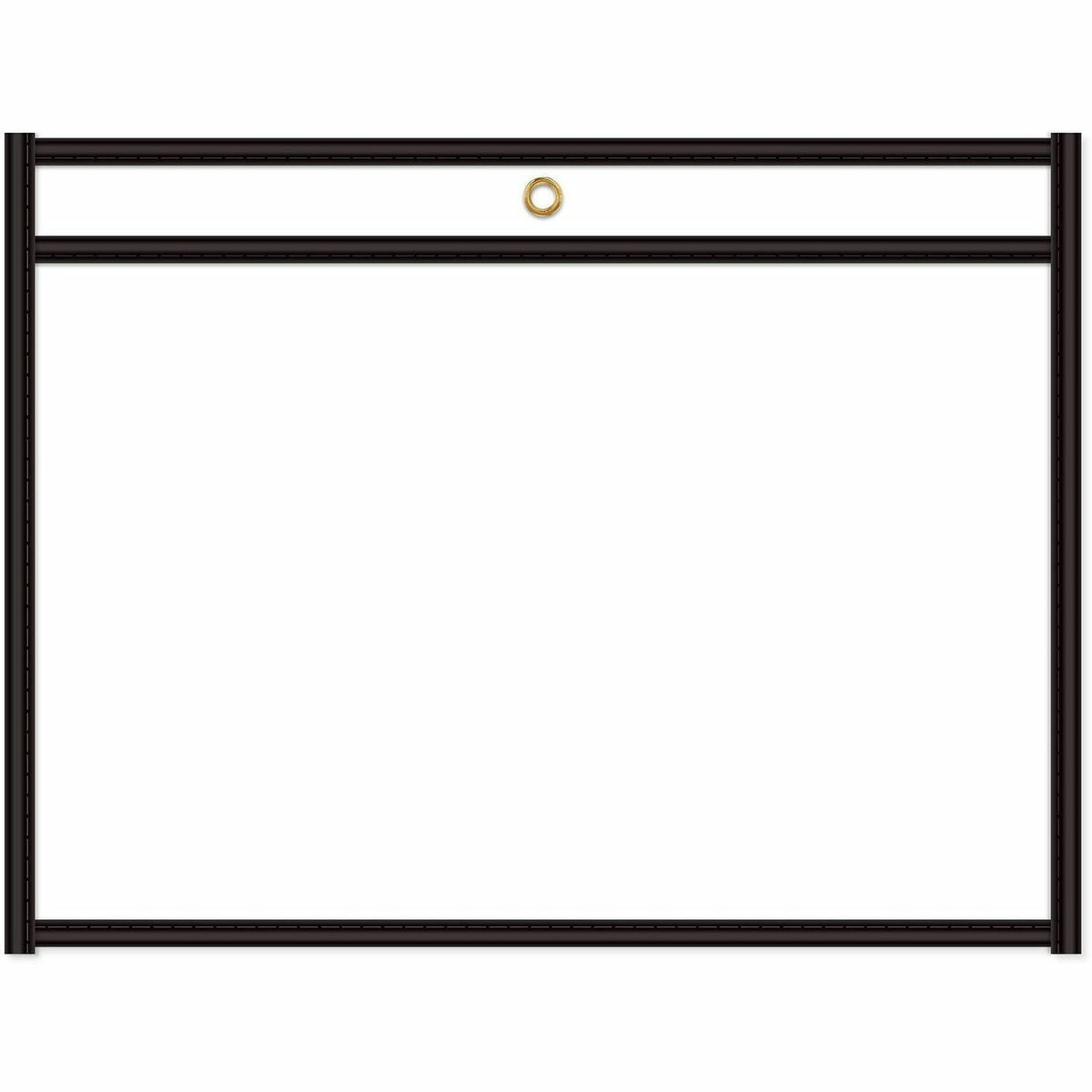 C-Line Side Load Stitched Shop Ticket Holders - Support 9" x 12" Media - Vinyl - Black, Clear - Sturdy, Reinforced, Heav