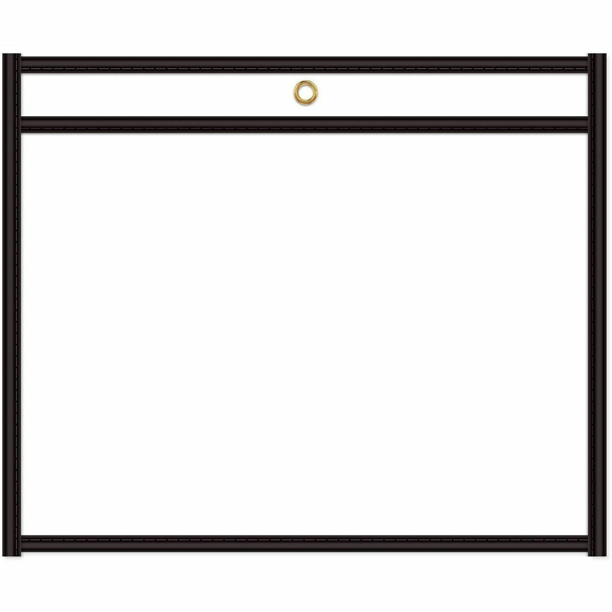 C-Line Side Load Stitched Shop Ticket Holders - Support 8.50" x 11" Media - Vinyl - Black, Clear - Sturdy - 1 Box