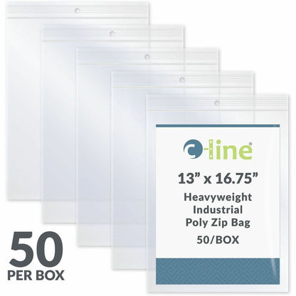 C-Line Oversized Heavyweight Poly Zip Bags - 16.75" Length x 13" Width - Clear - Poly - Industry, File, Paper Sheet - 1 