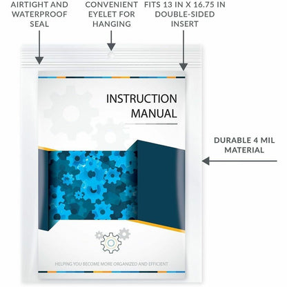C-Line Oversized Heavyweight Poly Zip Bags - 16.75" Length x 13" Width - Clear - Poly - Industry, File, Paper Sheet - 1 