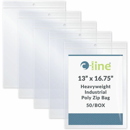 C-Line Oversized Heavyweight Poly Zip Bags - 16.75" Length x 13" Width - Clear - Poly - Industry, File, Paper Sheet - 1 