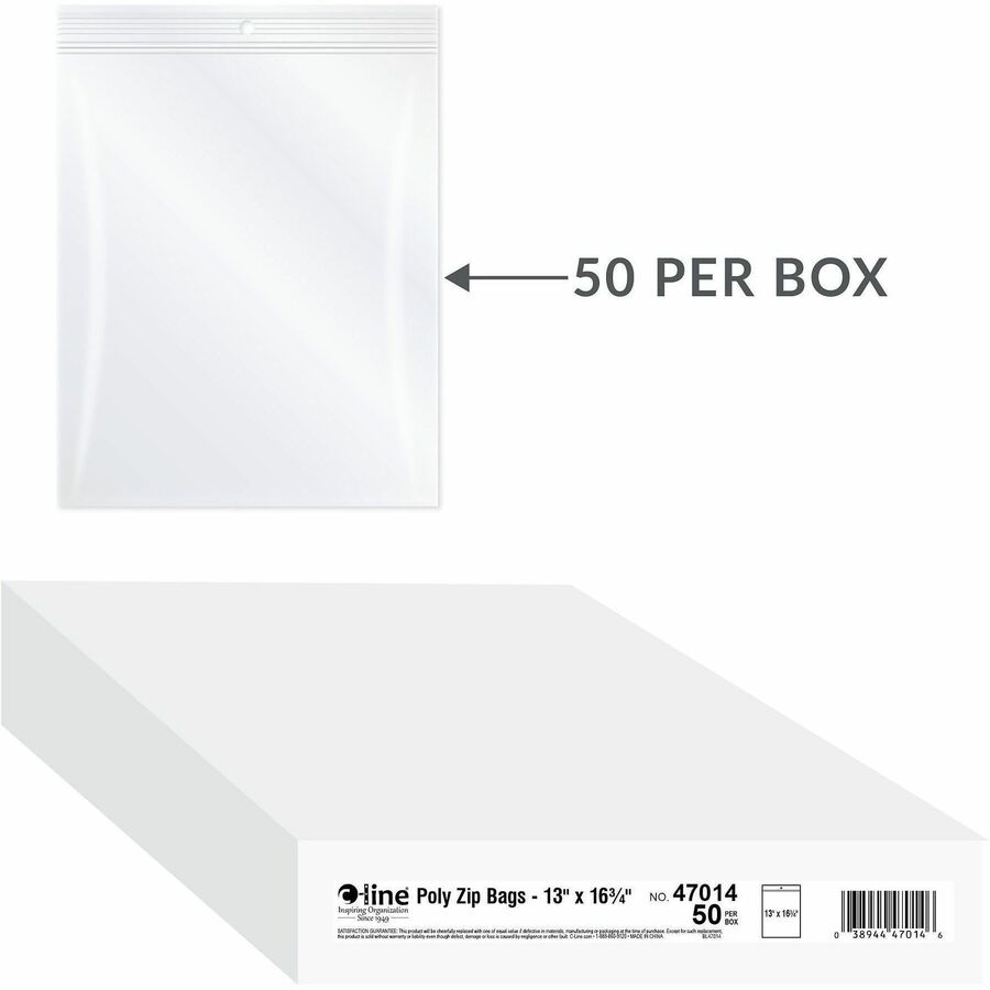 C-Line Oversized Heavyweight Poly Zip Bags - 16.75" Length x 13" Width - Clear - Poly - Industry, File, Paper Sheet - 1 