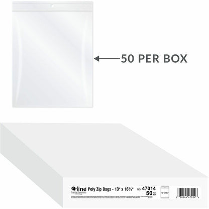 C-Line Oversized Heavyweight Poly Zip Bags - 16.75" Length x 13" Width - Clear - Poly - Industry, File, Paper Sheet - 1 
