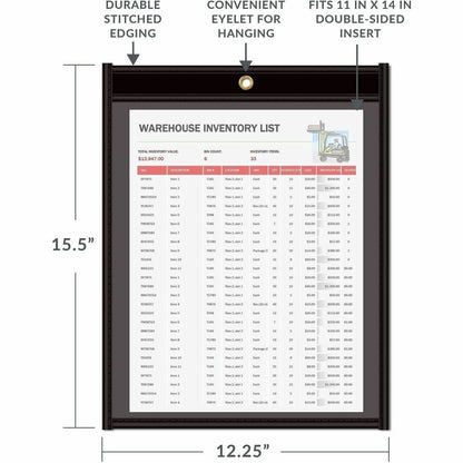 C-Line Shop Ticket Holders - Stitched - One Side Clear - 11" x 14" - Support 11" x 14" Media - Vinyl - Clear, Black - 1 