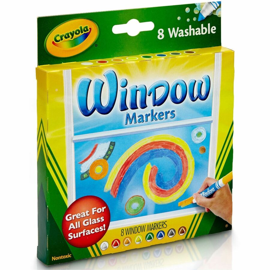 Crayola Washable Window Markers - Washable - Assorted Ink - 1 Set