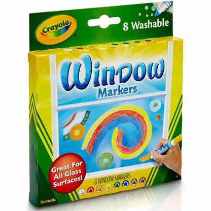Crayola Washable Window Markers - Washable - Assorted Ink - 1 Set
