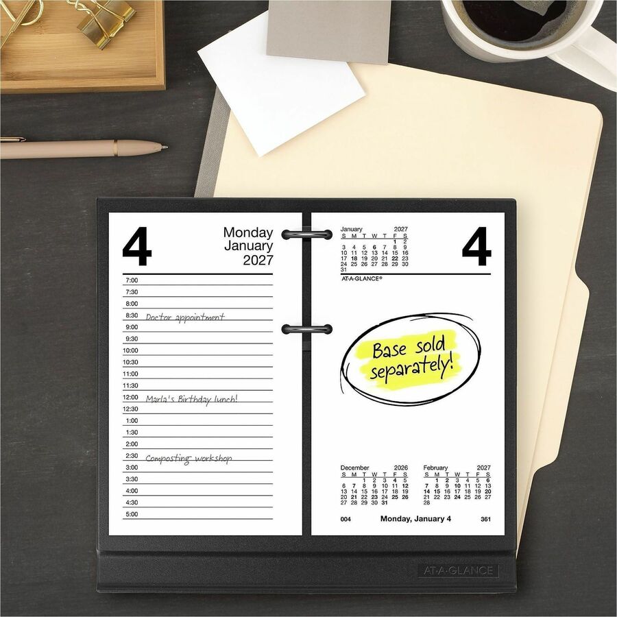At-A-Glance Loose-Leaf Desk Calendar Refill - Standard - Julian Dates - Daily - 12 Month - January 2027 to December 2027
