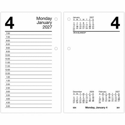 At-A-Glance Loose-Leaf Desk Calendar Refill - Standard - Julian Dates - Daily - 12 Month - January 2027 to December 2027