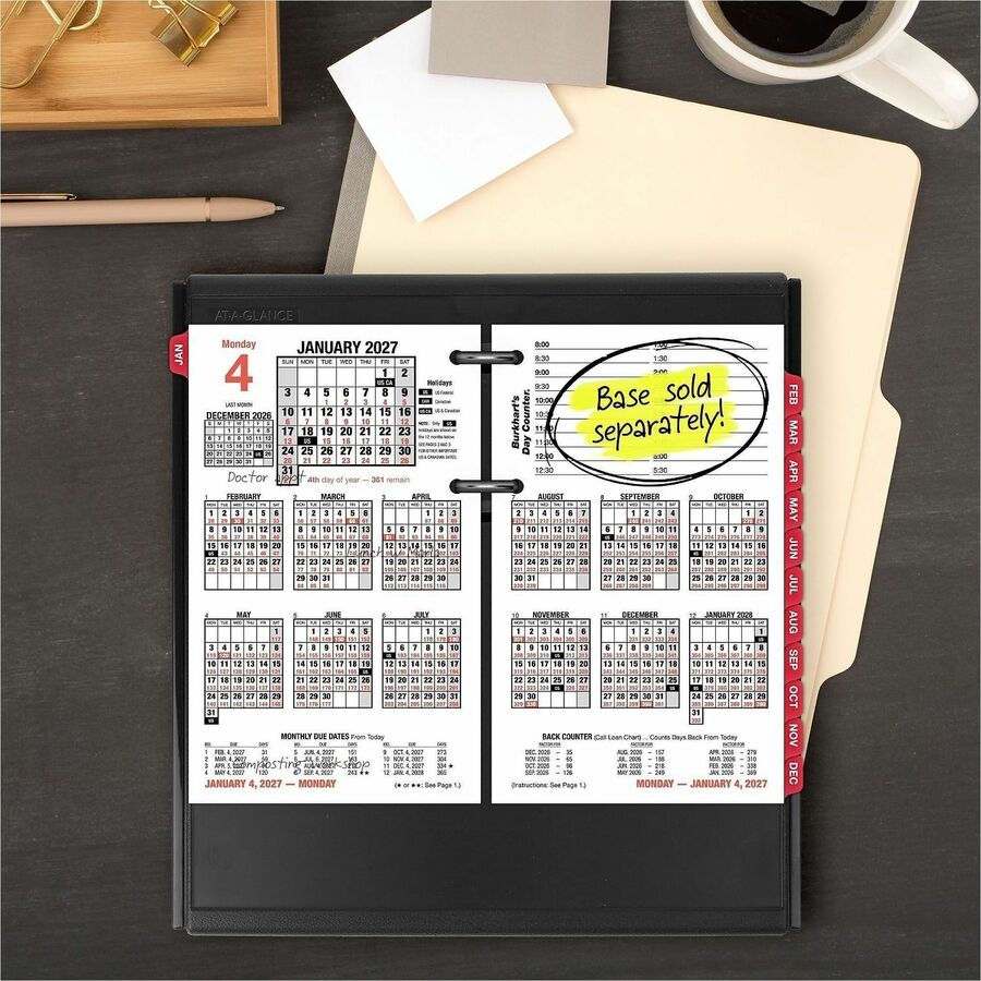 At-A-Glance Burkhart's Day Counter Loose-Leaf Desk Calendar Refill - Large - Julian Dates - Daily - 12 Month - January 2
