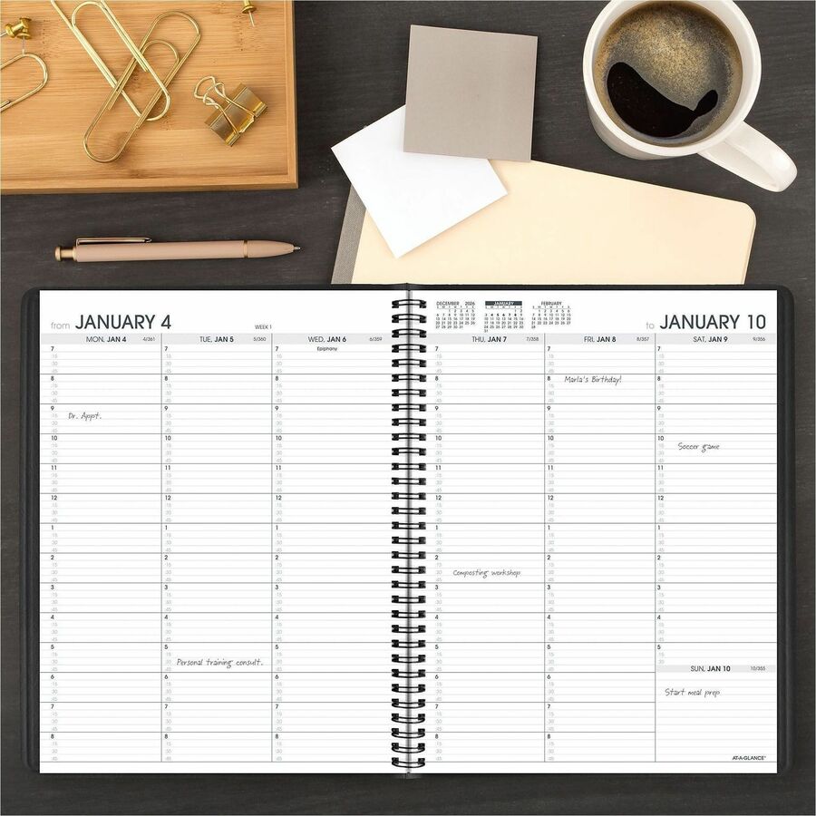 At-A-Glance Appointment Book Planner - Large - Julian Dates - Weekly - 1 Year - January 2027 to January 2028 - 7:00 AM t