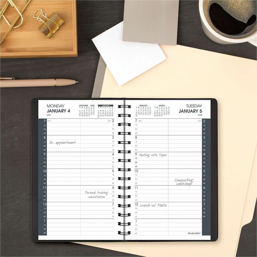At-A-Glance Appointment Book Planner - Small - Julian Dates - Daily - 12 Month - January 2027 to December 2027 - 7:00 AM