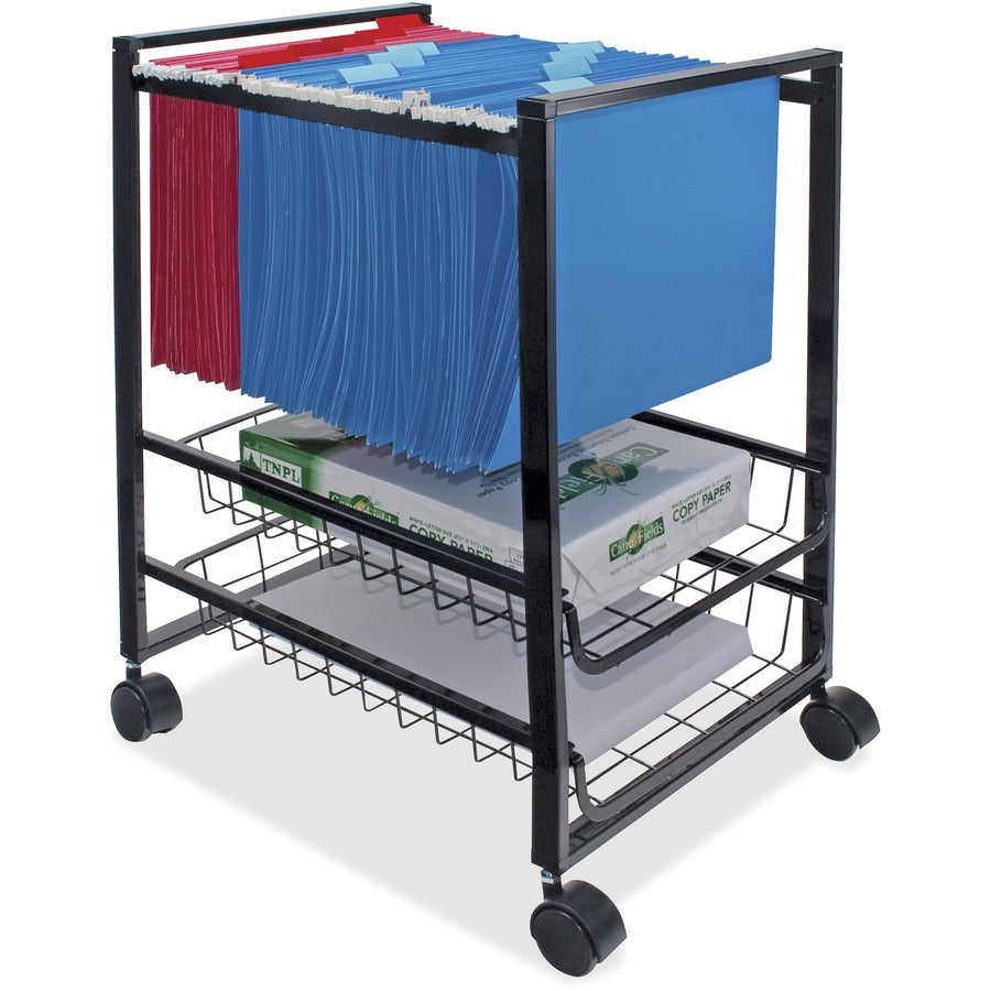 Vertiflex Mobile File Cart - 4 Casters - Steel - 16" Width x 13" Depth x 19.50" Height - Black Steel Frame - Black - 1 E