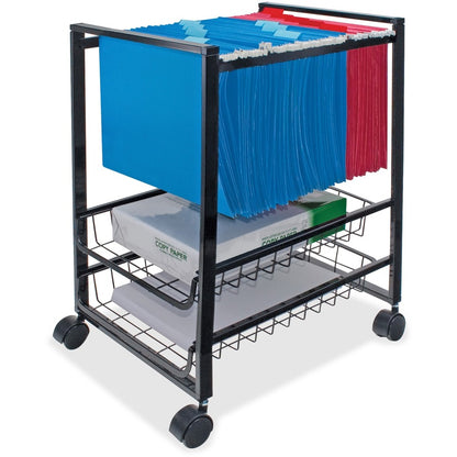 Vertiflex Mobile File Cart - 4 Casters - Steel - 16" Width x 13" Depth x 19.50" Height - Black Steel Frame - Black - 1 E