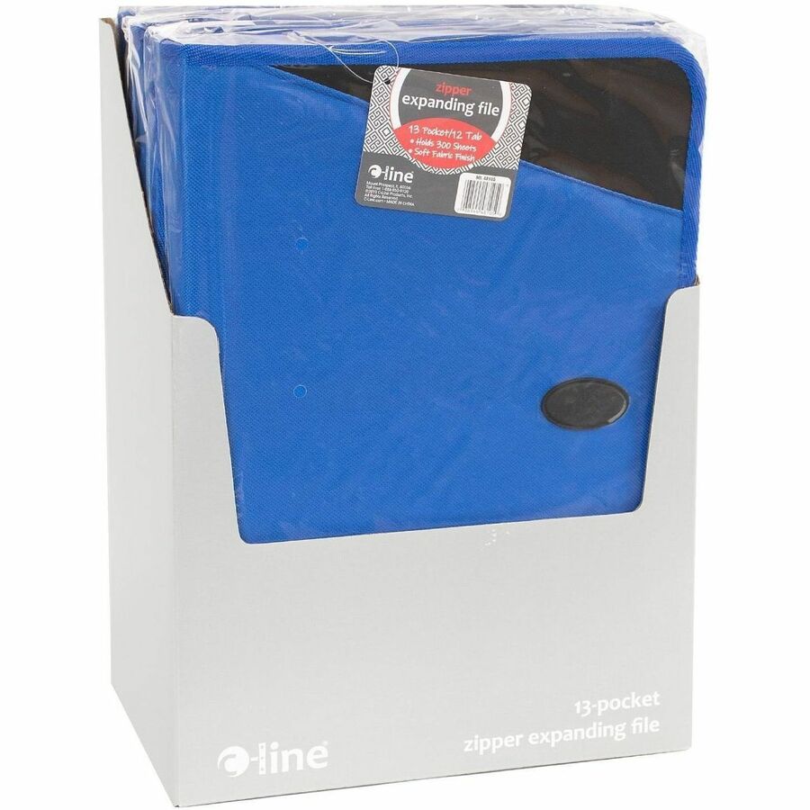 C-Line Letter Expanding File - 8 1/2" x 11" - 300 Sheets Capacity - 13 Pocket - Blue - Zipper Closure - 1 Each