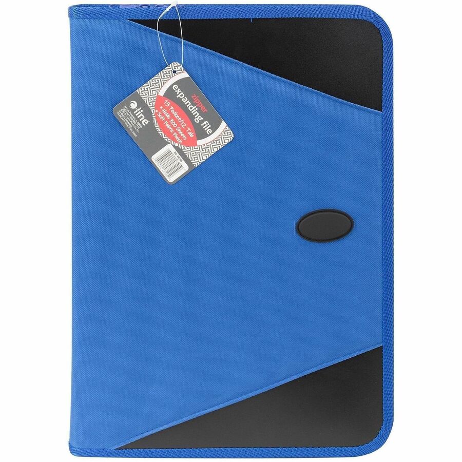 C-Line Letter Expanding File - 8 1/2" x 11" - 300 Sheets Capacity - 13 Pocket - Blue - Zipper Closure - 1 Each