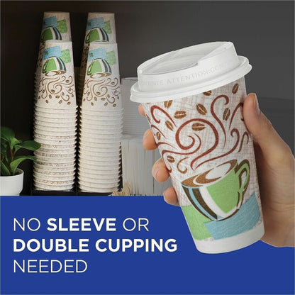 Dixie PerfecTouch 12 oz Insulated Paper Hot Coffee Cups by GP Pro - 12 fl oz - Cone - Coffee Haze - Paper - Hot Drink, C