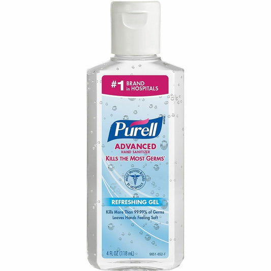 PURELL® Advanced Hand Sanitizer Gel - Clean Scent - 4 fl oz - Flip Top Bottle Dispenser - Kill Germs - Hand - Moisturizi