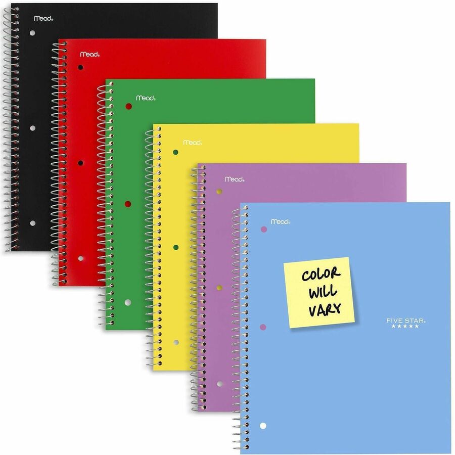 Five Star Three-subject Notebook - 150 Sheets - Wire Bound - 8" x 10 1/2" Sheet Size - Assorted Plastic Cover - 1 Each