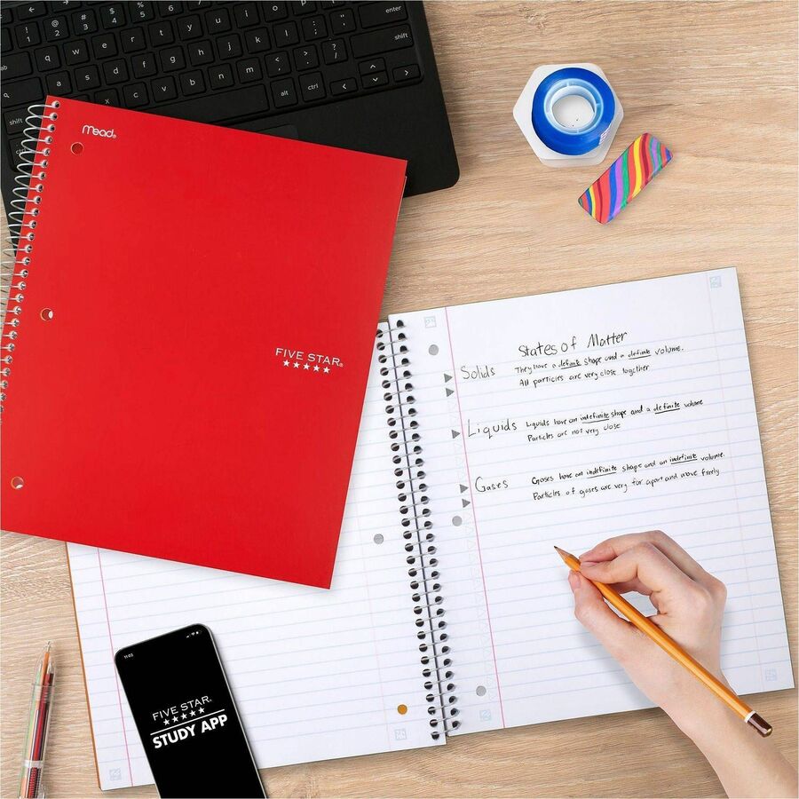 Five Star Three-subject Notebook - 150 Sheets - Wire Bound - 8" x 10 1/2" Sheet Size - Assorted Plastic Cover - 1 Each