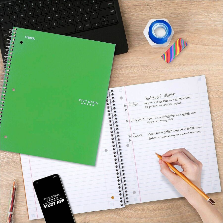 Five Star Five-subject Notebook - 200 Sheets - Wire Bound - 8" x 10 1/2" Sheet Size - Assorted Plastic Cover - 1 Each