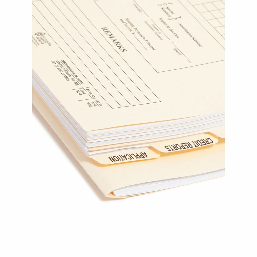 Smead Recycled File Jacket - 14 3/8" x 9" - 11 pt. - Manila - Tab Divider, Divider, Punched, Preprinted - 10% Recycled -