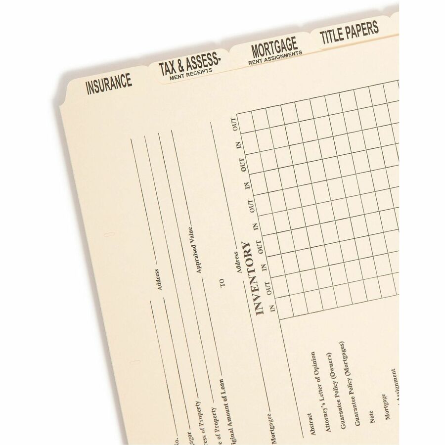 Smead Recycled File Jacket - 14 3/8" x 9" - 11 pt. - Manila - Tab Divider, Divider, Punched, Preprinted - 10% Recycled -