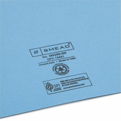 Smead Letter Recycled File Jacket - 8 1/2" x 11" - 11 pt. - Manila Paper - Blue - 10% Recycled - 25 / Pack