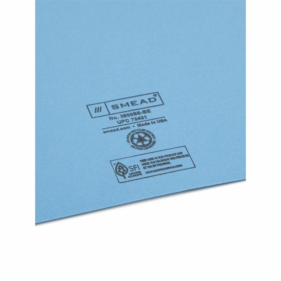 Smead Letter Recycled File Jacket - 8 1/2" x 11" - 11 pt. - Manila Paper - Blue - 10% Recycled - 25 / Pack