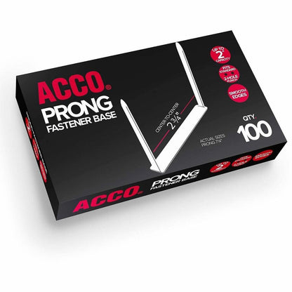 ACCO Economy Prong Fasteners - Base Only - 2.8" Length - 2" Size Capacity - Coined Edge - Metal - 100 / Box