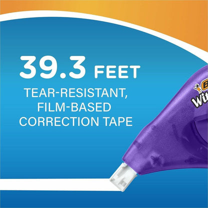 BIC Wite-Out EZ CORRECT Correction Tape - 0.20" Tape Width x 39.90 ft Tape Length - White Tape - White - 4 / Pack