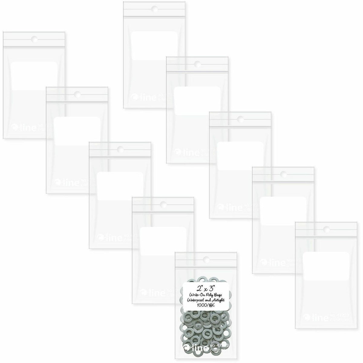 C-Line Write-On Reclosable Small Parts Bags - 3" Length x 2" Width - Clear - Poly - Multipurpose - 1000 / Carton
