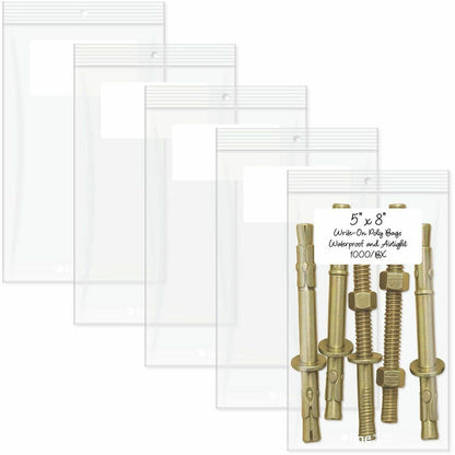 C-Line Write-On Reclosable Small Parts Bags - 8" Length x 5" Width - Clear - Poly - Multipurpose - 1000 / Carton